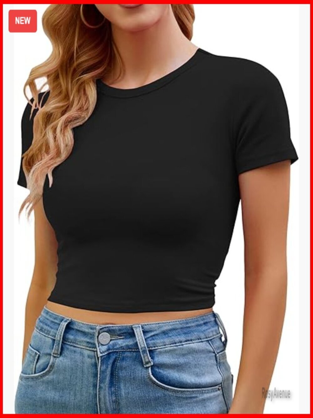 Cotton Spandex Slim Fitted Crop Top Short Sleeve Crewneck Workout Casual